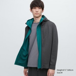 Men Uniqlo Stretch Dry Sweat Long-sleeve Full-zip Hoodie Grey | 5054723