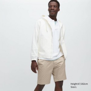 Men Uniqlo Stretch Slim Fit Shorts Beige | 9986543