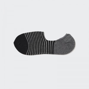 Men Uniqlo Striped Low Cut Socks Black | 4509548