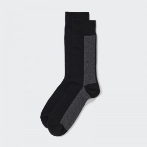 Men Uniqlo Striped Socks Black | 4172474