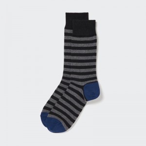 Men Uniqlo Striped Socks Black | 540284