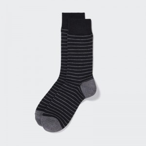 Men Uniqlo Striped Socks Black | 5909956