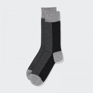 Men Uniqlo Striped Socks Black | 701031
