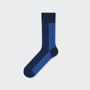Men Uniqlo Striped Socks Blue | 4346210