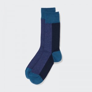 Men Uniqlo Striped Socks Blue | 8186748