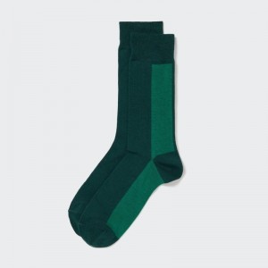 Men Uniqlo Striped Socks Green | 5922606