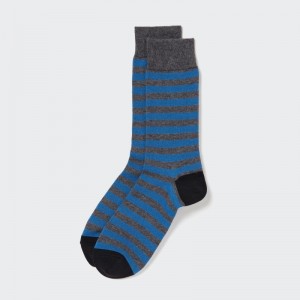 Men Uniqlo Striped Socks Grey | 481044