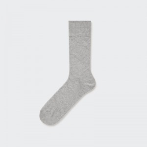 Men Uniqlo Supima Cotton Links Checked Socks Grey | 8659683