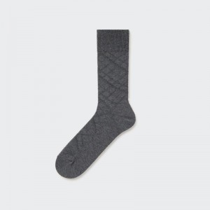 Men Uniqlo Supima Cotton Links Checked Socks Grey | 4920537