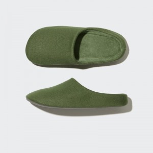 Men Uniqlo Sweat Jersey Rubber Sole Slippers Green | 325936