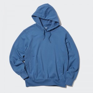 Men Uniqlo Sweat Pullover Long-sleeve Hoodie Blue | 1409879