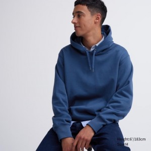 Men Uniqlo Sweat Pullover Long-sleeve Hoodie Blue | 1929138