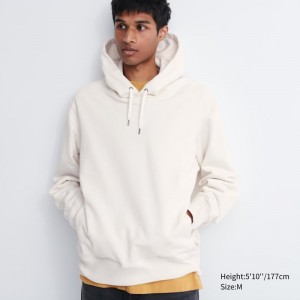 Men Uniqlo Sweat Pullover Long-sleeve Hoodie White | 2596901