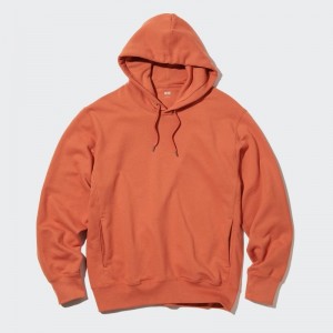 Men Uniqlo Sweat Pullover Long-sleeve Hoodie Orange | 8126000