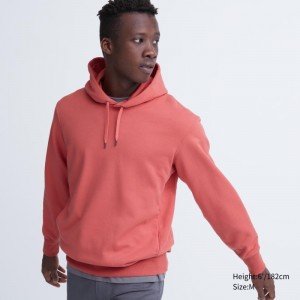Men Uniqlo Sweat Pullover Long-sleeve Hoodie Pink | 2193704