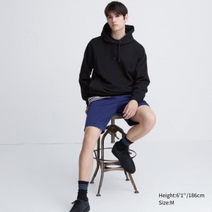Men Uniqlo Sweat Pullover Long-sleeve Hoodie Black | 5809422