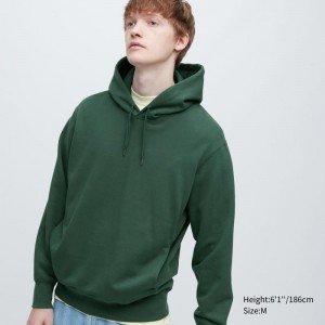 Men Uniqlo Sweat Pullover Long-sleeve Hoodie Green | 9624881