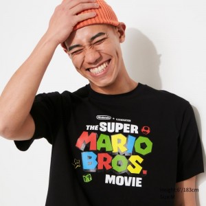 Men Uniqlo The Super Mario Bros. Movie Ut Short Sleeve Graphic T Shirts Black | 9684158