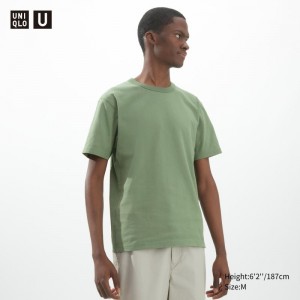 Men Uniqlo U Crew Neck Short-sleeve T Shirts Green | 326384
