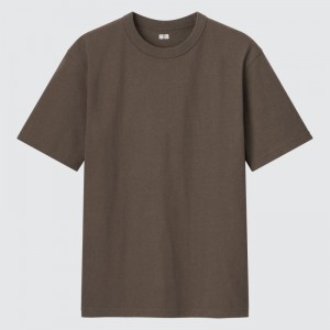 Men Uniqlo U Crew Neck Short-sleeve T Shirts Brown | 5974341