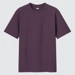 Men Uniqlo U Crew Neck Short-sleeve T Shirts Purple | 7945533