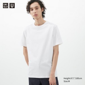 Men Uniqlo U Crew Neck Short-sleeve T Shirts White | 4233418