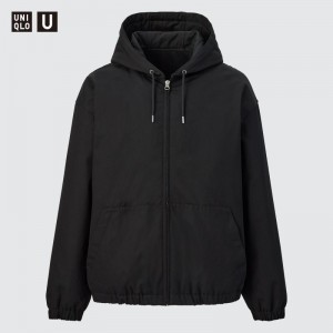 Men Uniqlo U Zip-up Jackets Black | 1992156