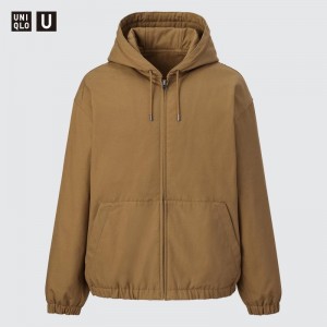Men Uniqlo U Zip-up Jackets Brown | 2688786