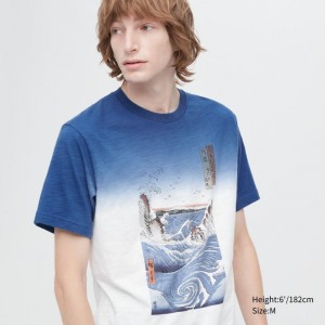 Men Uniqlo Ukiyo-e Ut Short-sleeve Graphic T Shirts Blue | 9068234