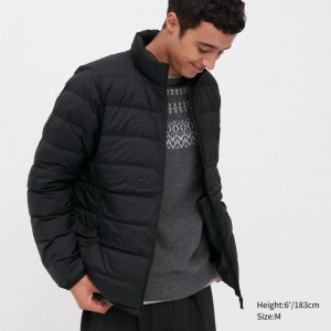 Men Uniqlo Ultra Light Down 3d Cut Narrow Quilt Jackets Black | 2229026