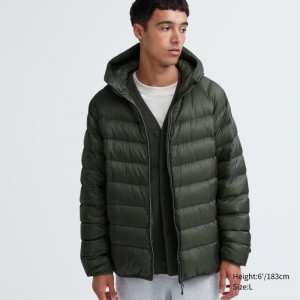 Men Uniqlo Ultra Light Down 3d Cut Parka Olive | 900631