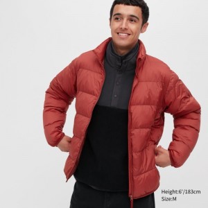 Men Uniqlo Ultra Light Down 3d Cut Wide Quilt Jackets Orange | 9956854