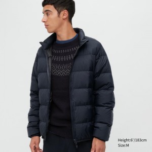 Men Uniqlo Ultra Light Down 3d Cut Wide Quilt Jackets Navy | 3161155