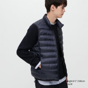 Men Uniqlo Ultra Light Down Narrow Quilt Vest Navy | 1674654
