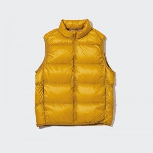 Men Uniqlo Ultra Light Down Wide Quilt Vest Yellow | 8965088
