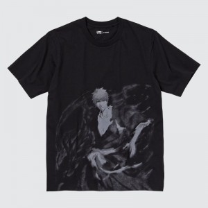 Men Uniqlo Ut Archive Ut Bleach Short-sleeve Graphic T Shirts Black | 5808817