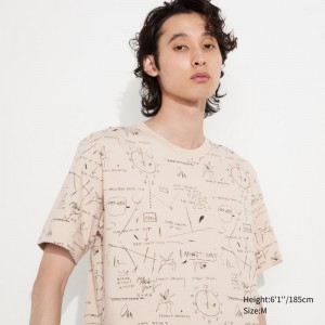 Men Uniqlo Ut Archive Ut Short Sleeve Graphic Jean-michel Basquiat T Shirts Beige | 3635410