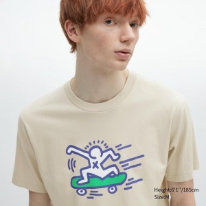 Men Uniqlo Ut Archive Ut Short Sleeve Graphic Keith Haring T Shirts Beige | 973852