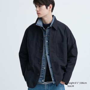 Men Uniqlo Utility Jackets Blue | 6725256