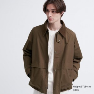 Men Uniqlo Utility Short Jackets Brown | 959053