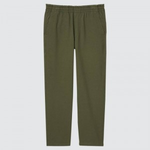 Men Uniqlo Washed Jersey Ankle Length Pants Olive | 69462