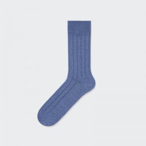 Men Uniqlo Wide-ribbed Socks Blue | 3820347