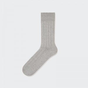 Men Uniqlo Wide-ribbed Socks Grey | 541267