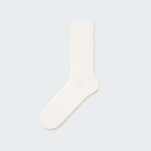 Men Uniqlo Wide-ribbed Socks White | 1594653