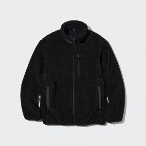 Men Uniqlo Windproof Outer Fleece Jackets Black | 2369606