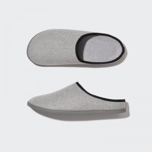 Men Uniqlo Wool Like Rubber Sole Slippers Grey | 5870088