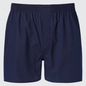 Men Uniqlo Woven Broadcloth Boxer Underwear Navy | 9440026