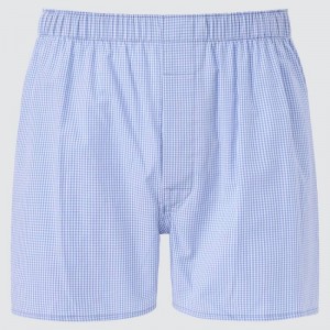 Men Uniqlo Woven Checked Boxer Underwear Blue | 9813817