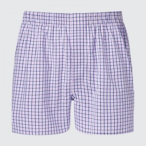 Men Uniqlo Woven Checked Boxer Underwear Purple | 795249