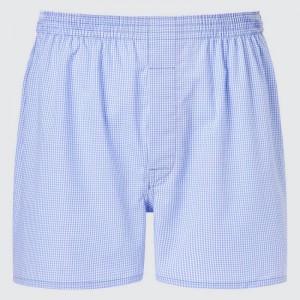 Men Uniqlo Woven Checked Boxer Underwear Blue | 6433502